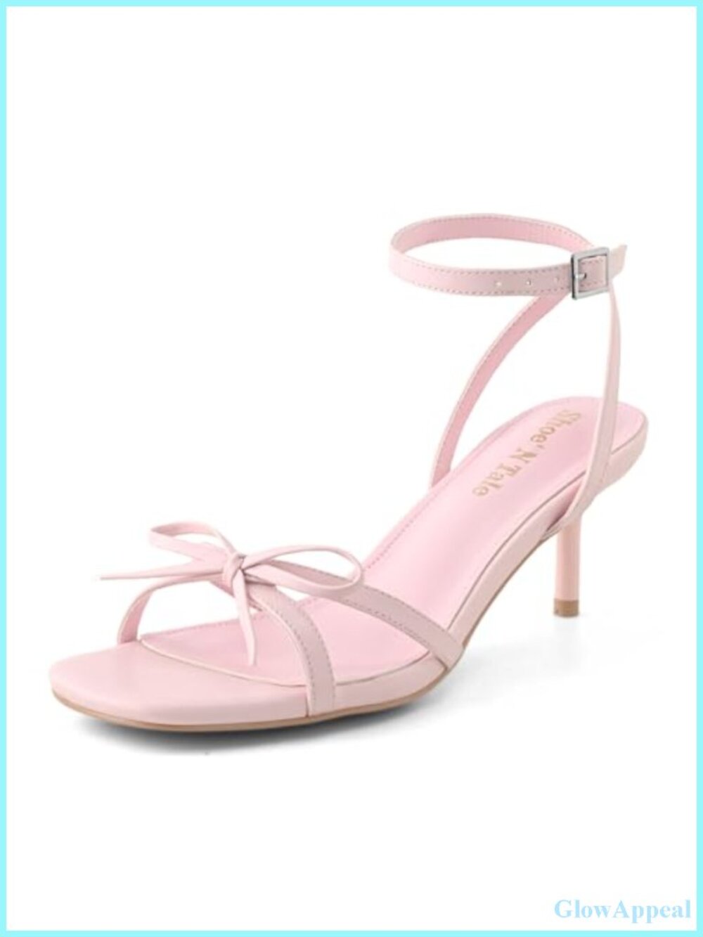 Kitten Heel Bow Sandals Faux Leather Strappy Open Toe